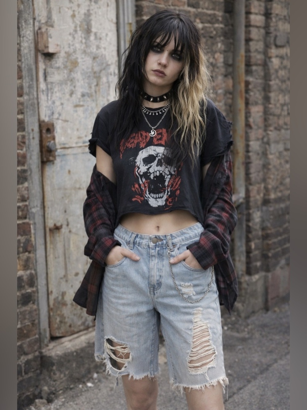 Brand new denim distressed jorts so
Cool